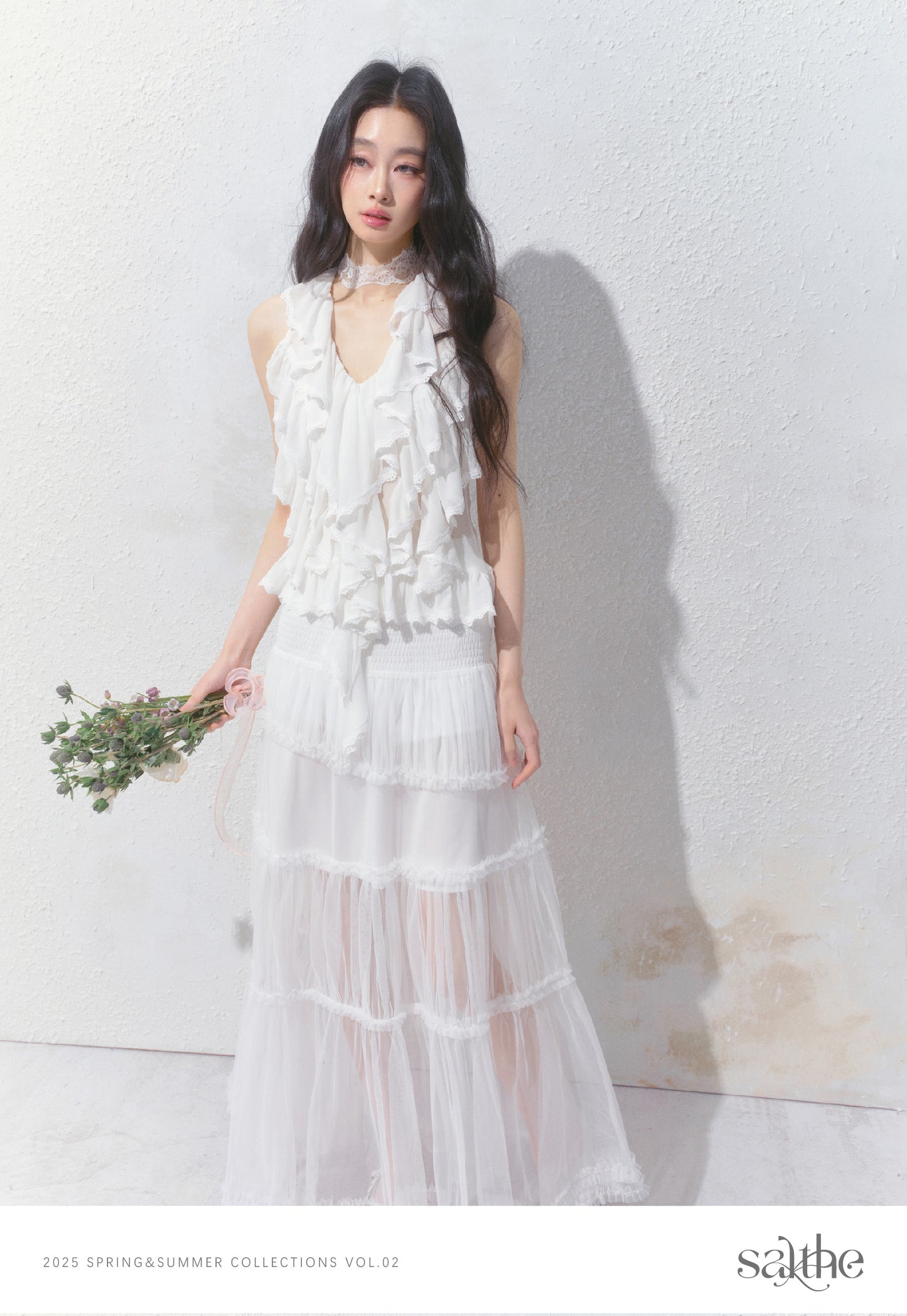 Smocked Waist Maxi Tulle Skirt