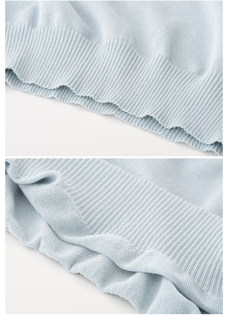 Clean Contrast-Tipped Knit Top