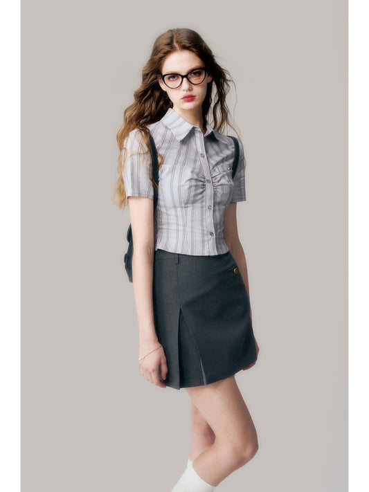 Tailored A-Line Mini Skirt With Slit