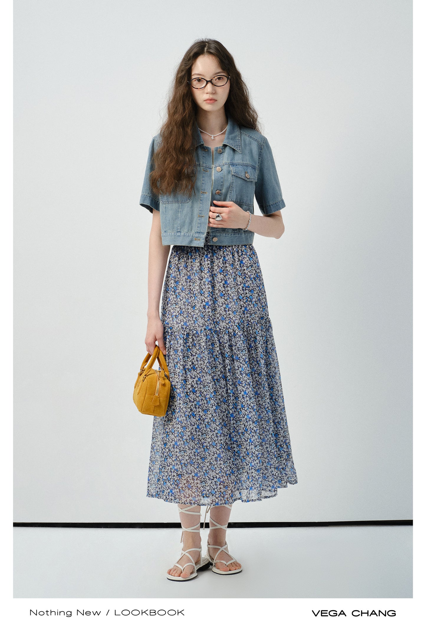 Floral Chiffon Skirt With Elastic Waist