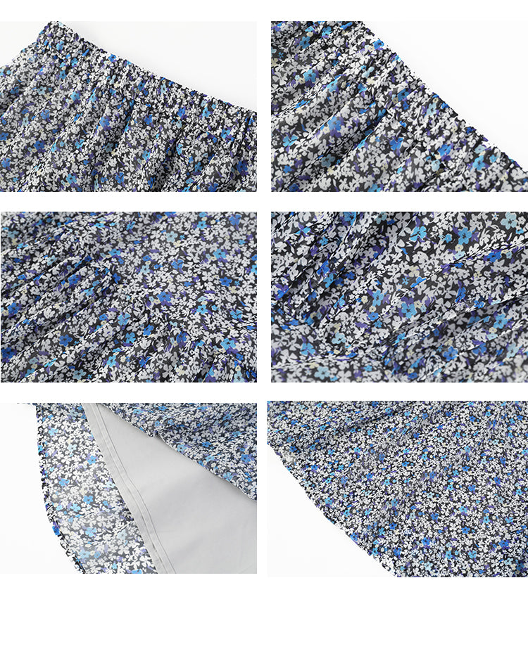 Floral Chiffon Skirt With Elastic Waist