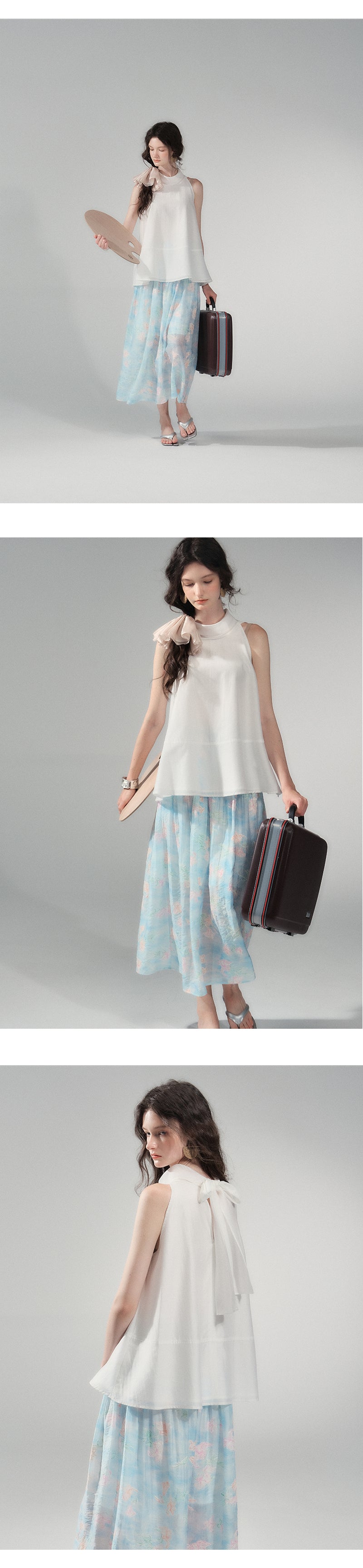 Tie-Neck Sleeveless A-Line Top