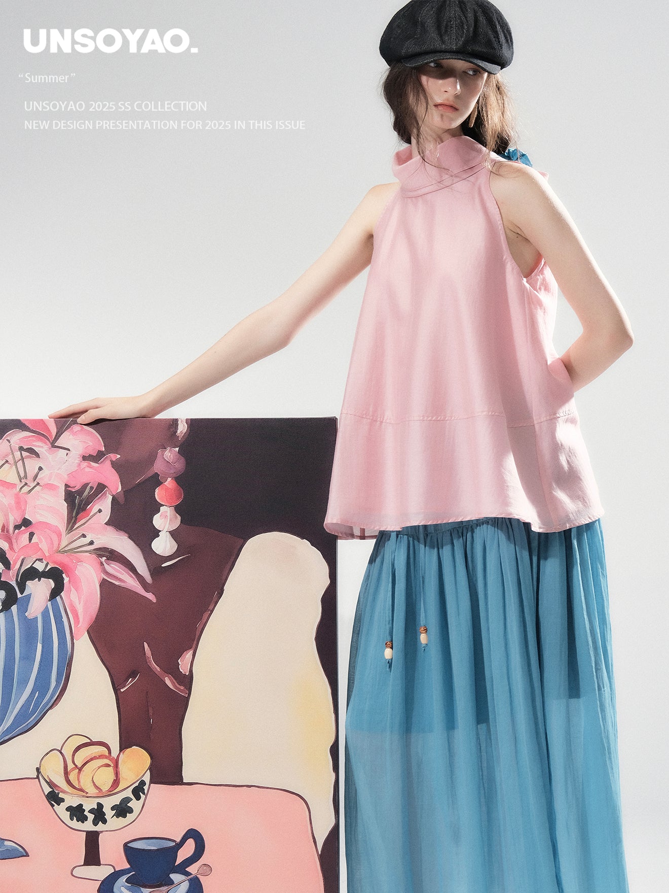 Tie-Neck Sleeveless A-Line Top