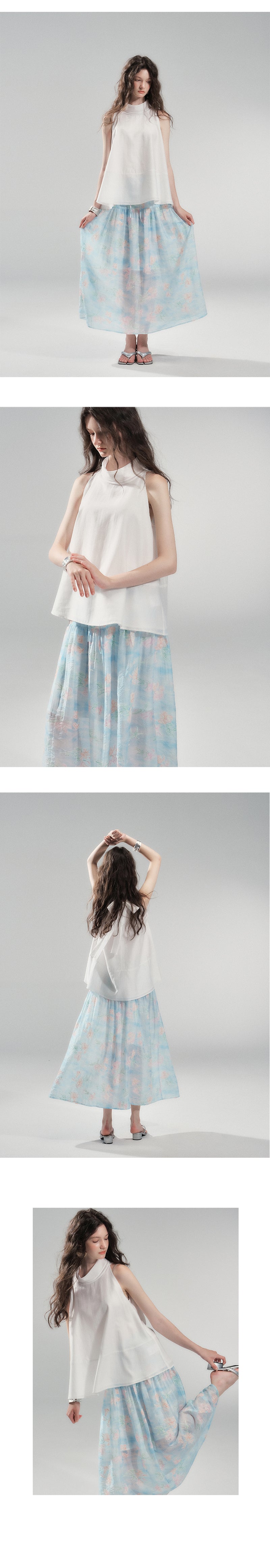 Tie-Neck Sleeveless A-Line Top