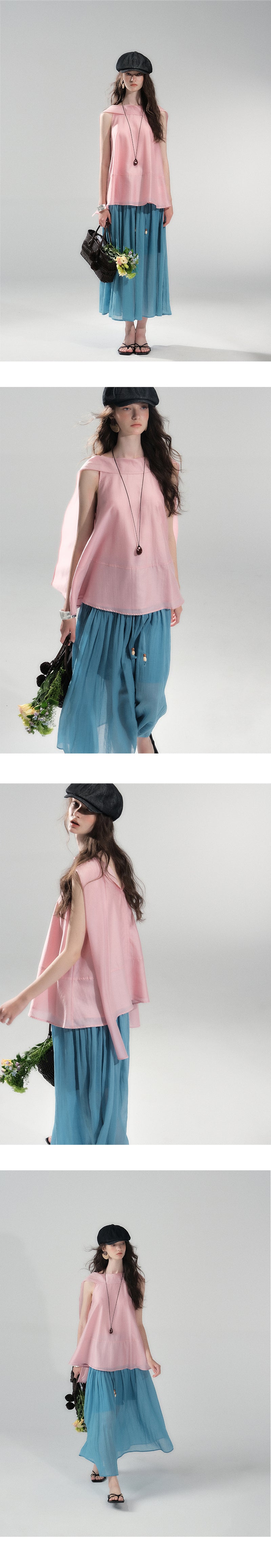 Tie-Neck Sleeveless A-Line Top