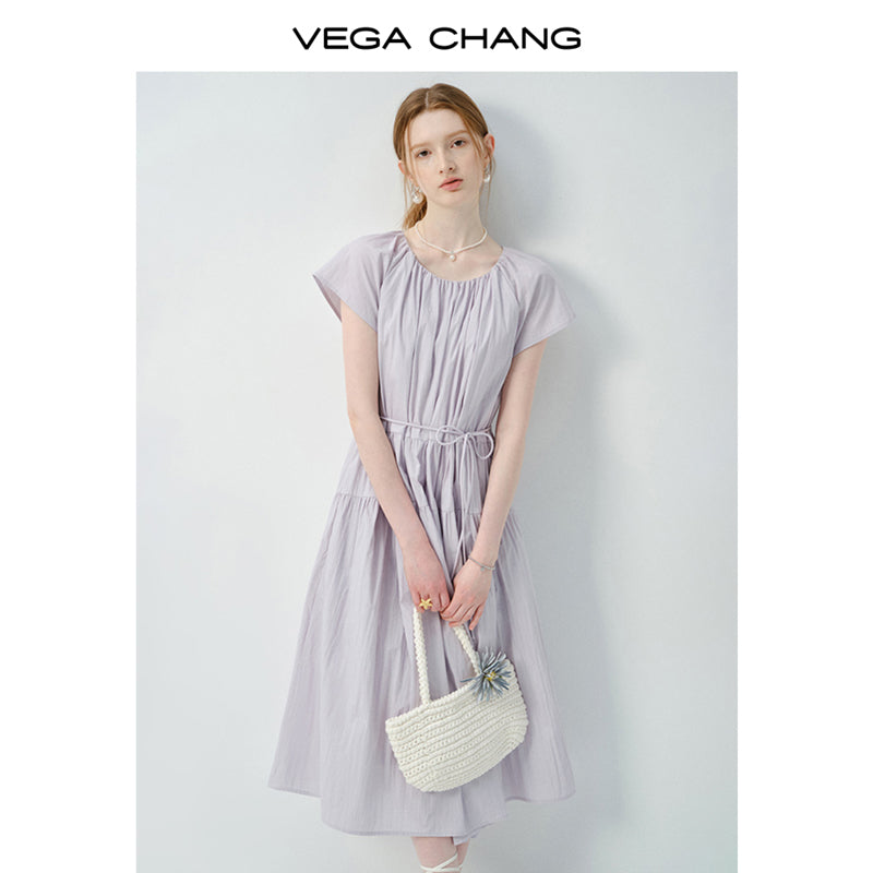 Gathered Waist Tie Strap Dress