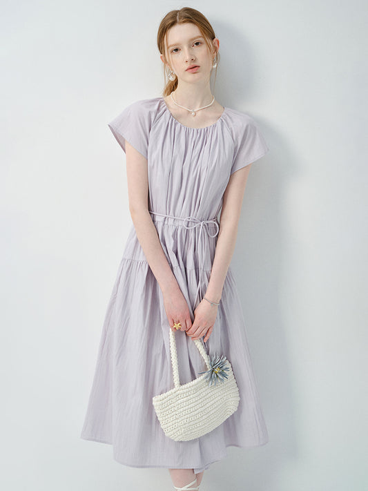 Gathered Waist Tie Strap Dress