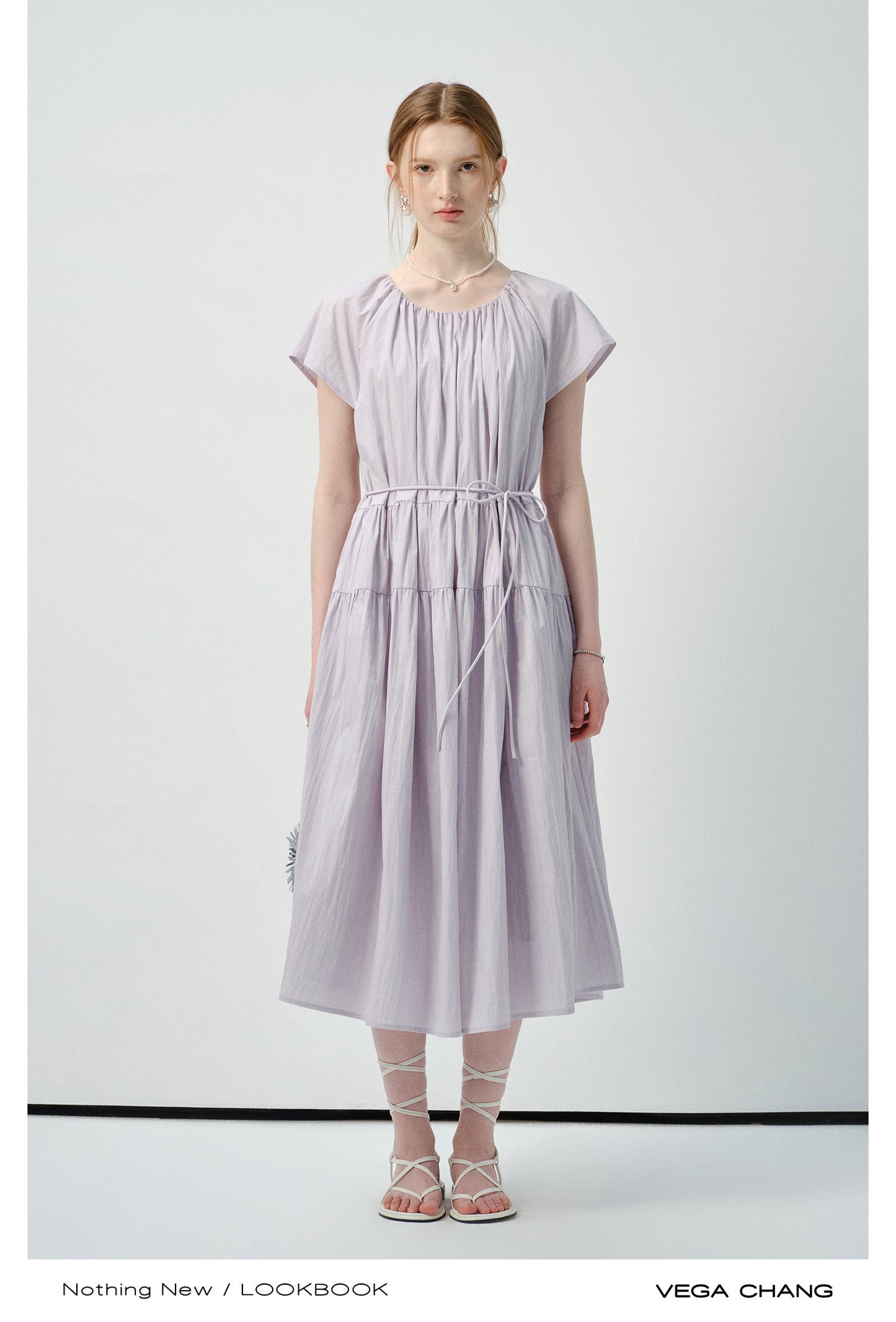 Gathered Waist Tie Strap Dress
