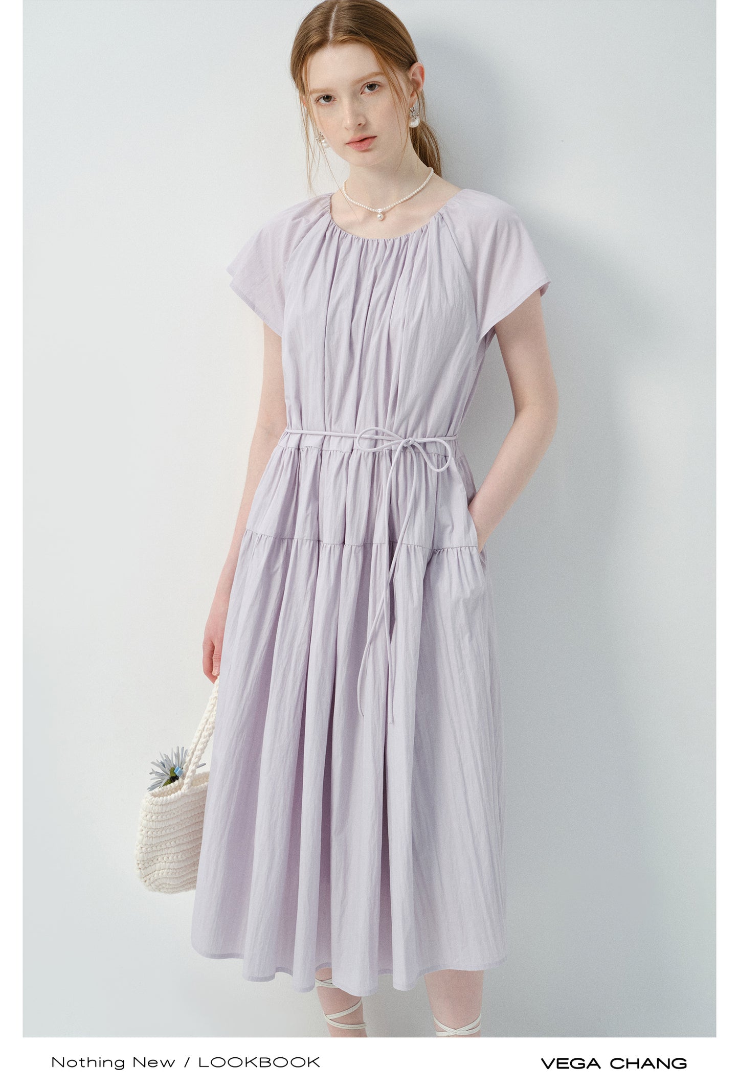 Gathered Waist Tie Strap Dress