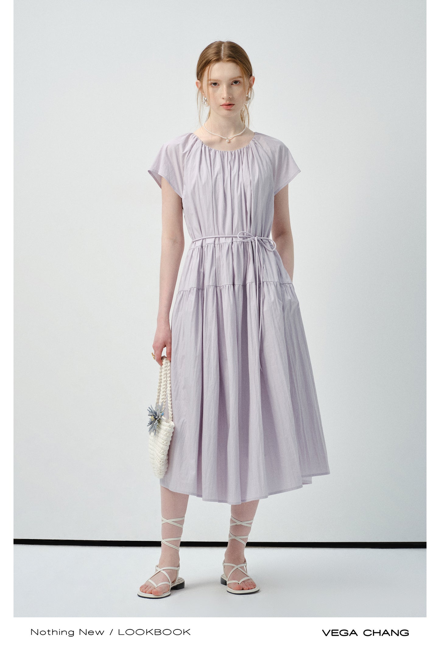 Gathered Waist Tie Strap Dress