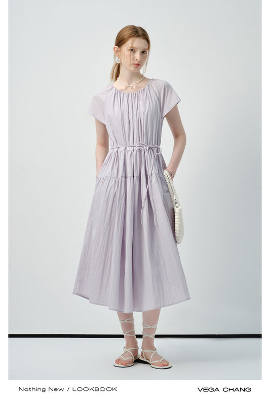 Gathered Waist Tie Strap Dress