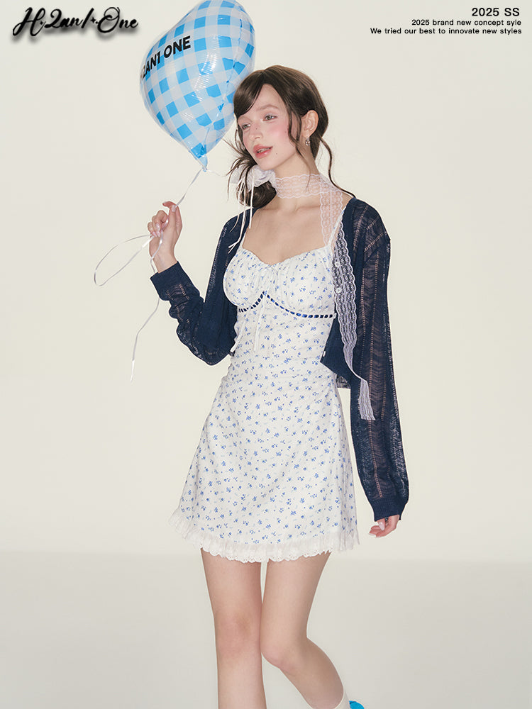 Floral Cami Mini Dress & Lightweight Sheer Cardigan