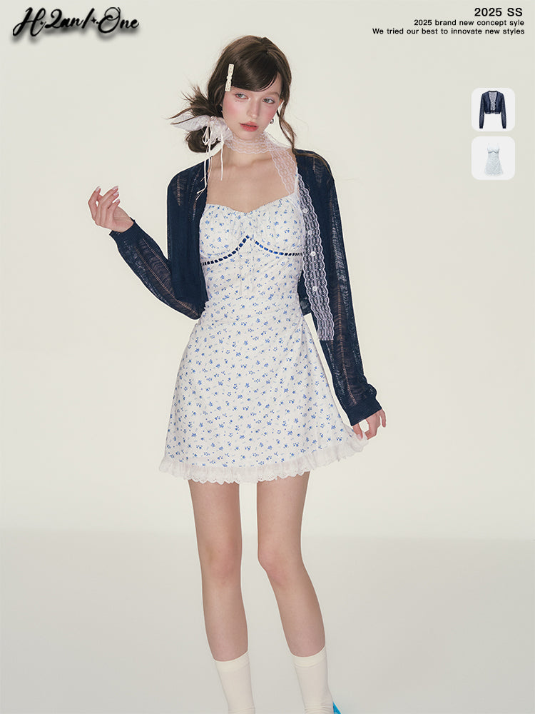 Floral Cami Mini Dress & Lightweight Sheer Cardigan