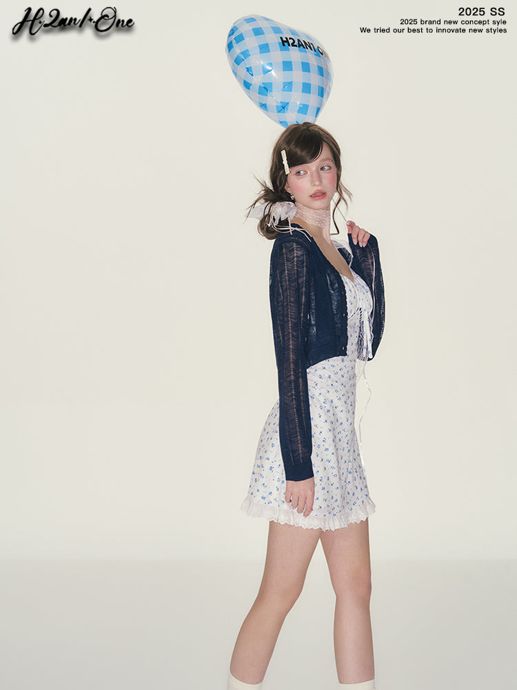 Floral Cami Mini Dress & Lightweight Sheer Cardigan