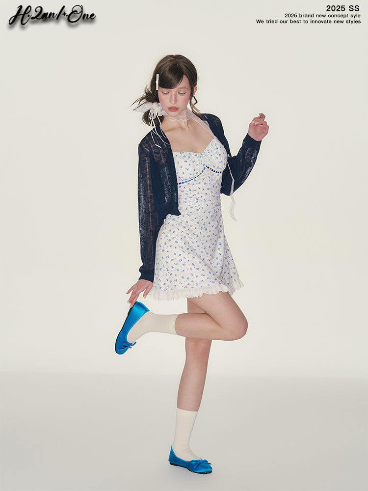 Floral Cami Mini Dress & Lightweight Sheer Cardigan