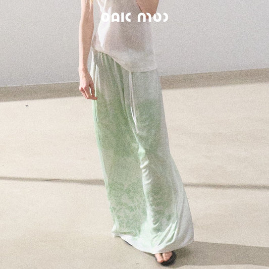 Lace Print Maxi Skirt With Waist Tie