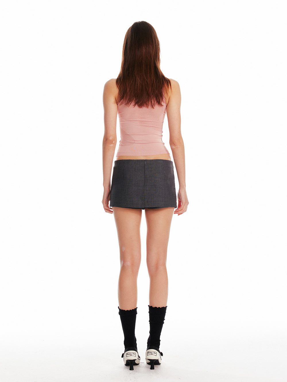 Sleeveless Elastic Top With Mesh Detail