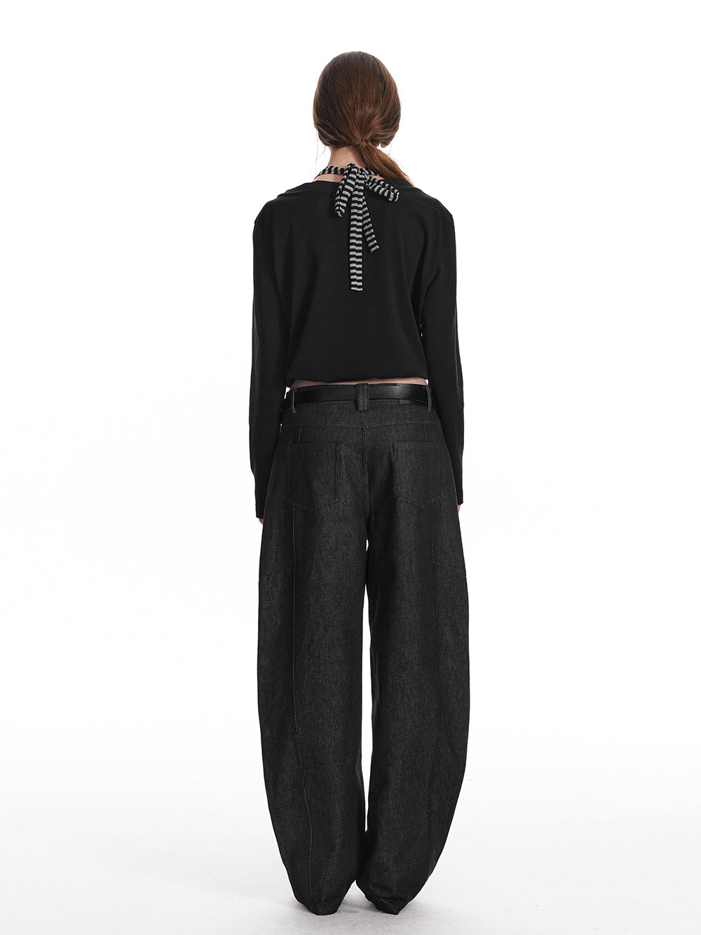 Striped Halter-Layered Draped V-Neck Top