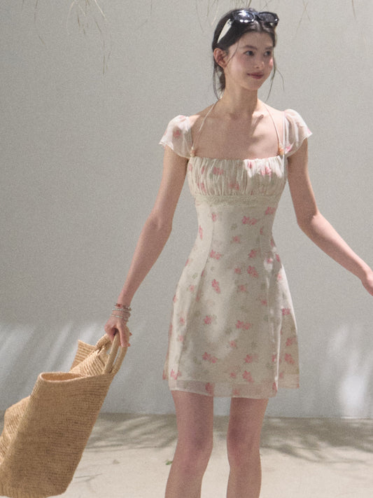 Beaded Floral Chiffon Dress In 2 Lengths