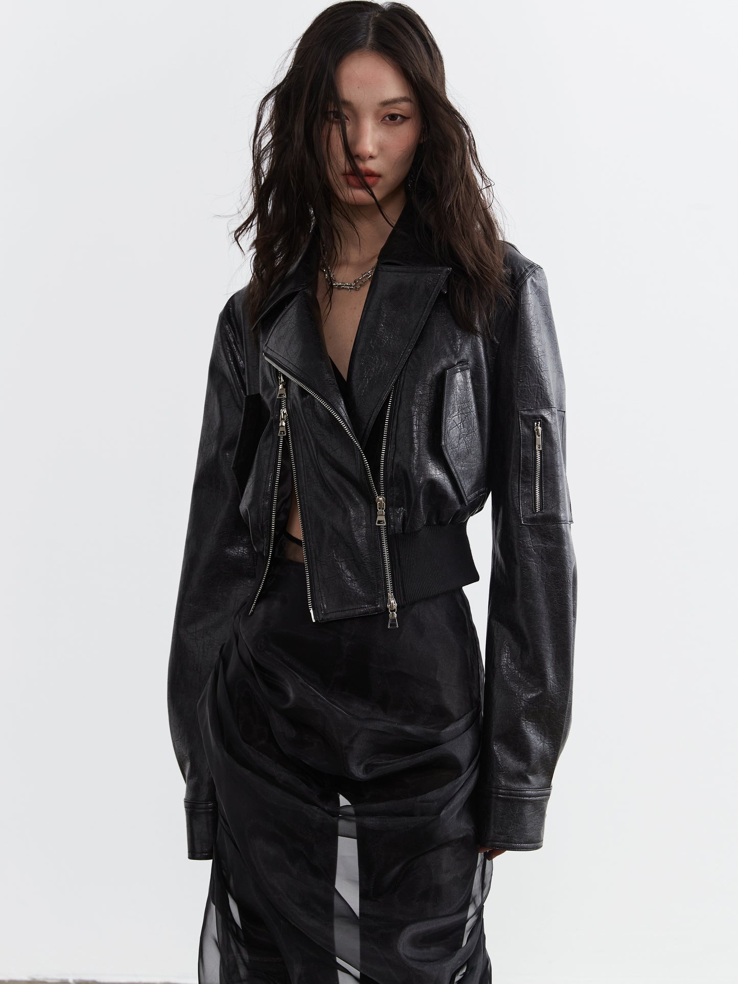 Faux Leather Double-Zip Moto Jacket