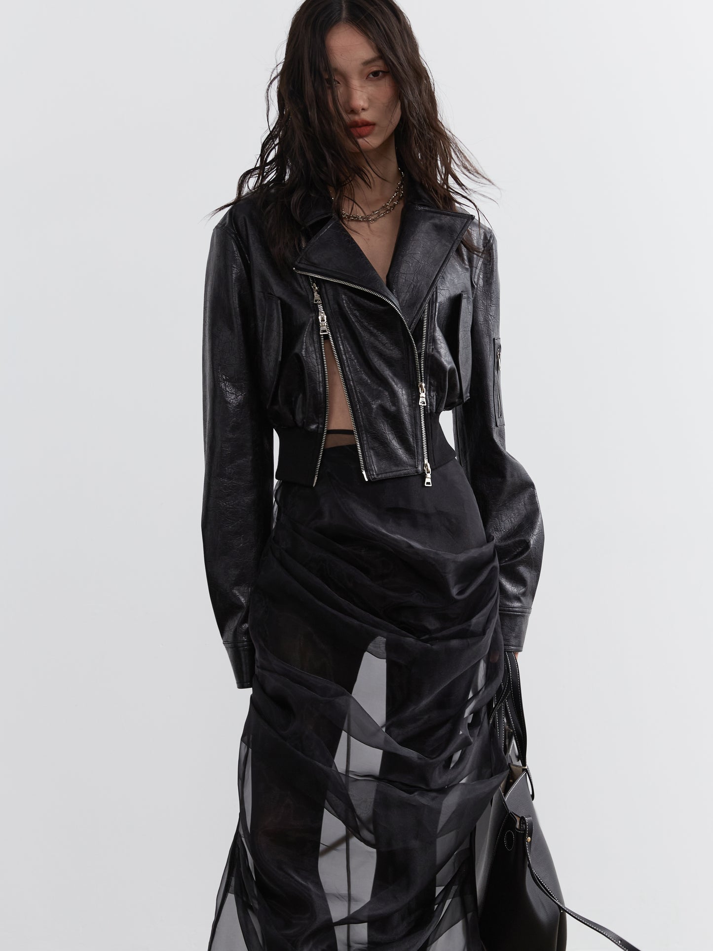 Faux Leather Double-Zip Moto Jacket