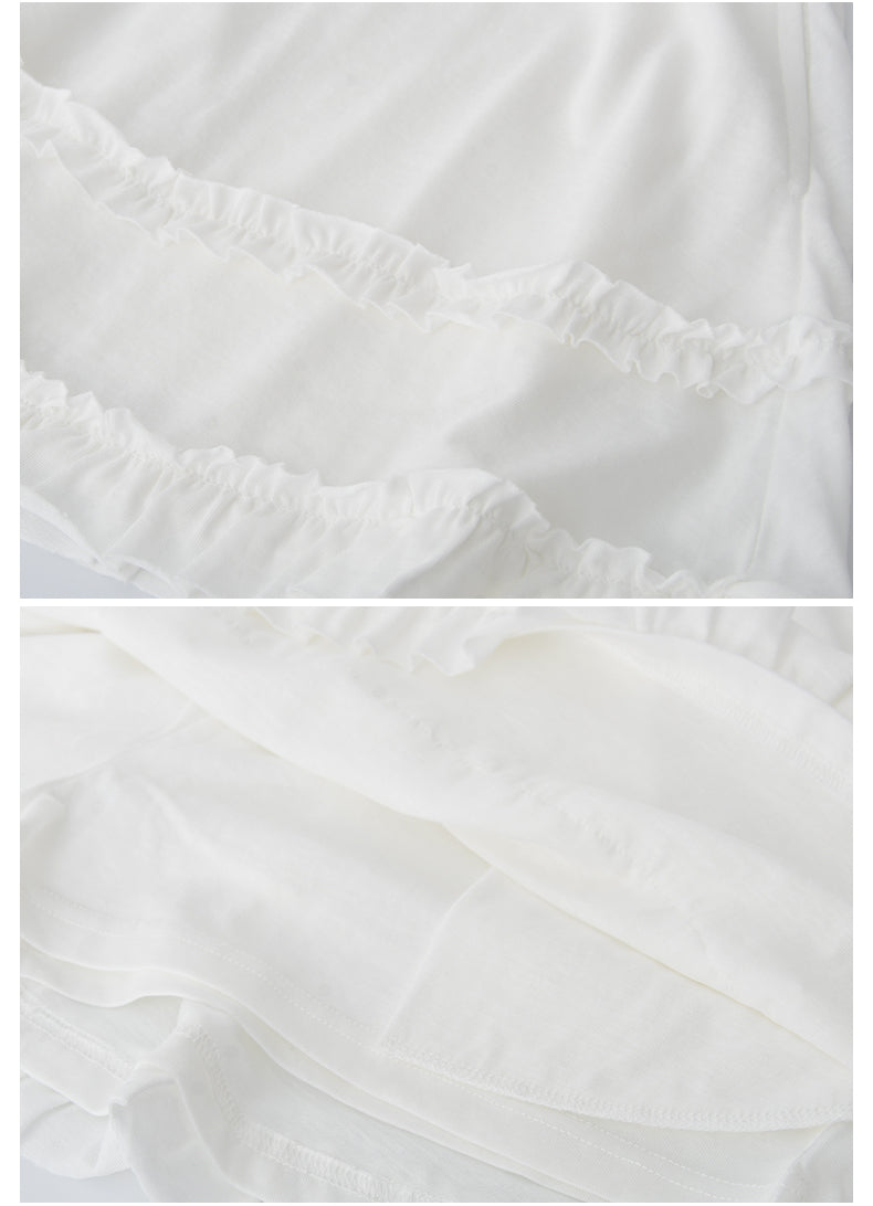 Light Sheer Back-Tie Top & Ruffle-Trim Skirt Set