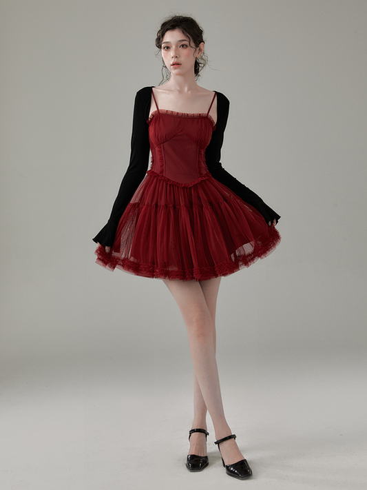 Voluminous Tulle Dress With Straps