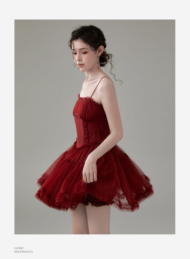 Voluminous Tulle Dress With Straps