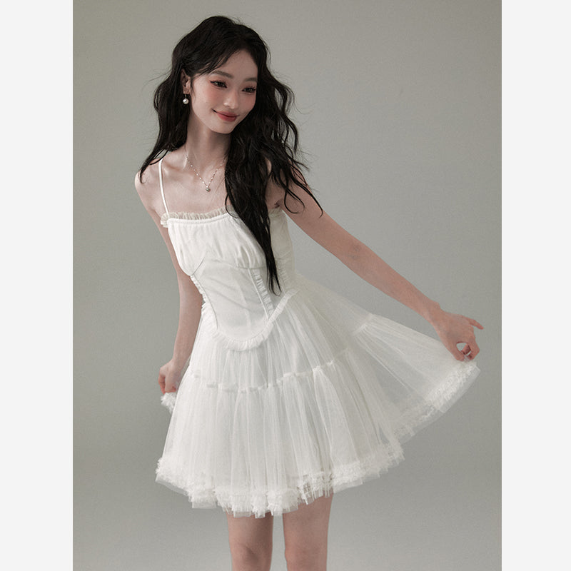 Voluminous Tulle Dress With Straps
