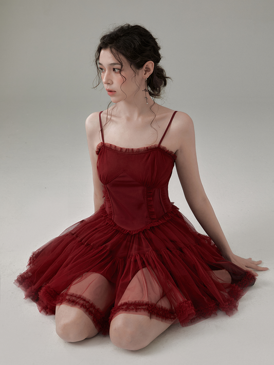 Voluminous Tulle Dress With Straps