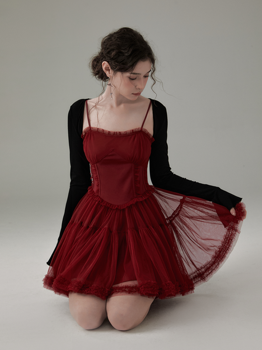 Voluminous Tulle Dress With Straps