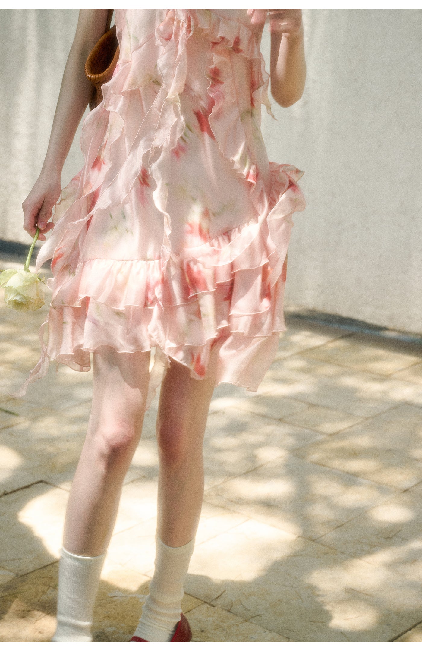 Asymmetric Rosy Translucent Dress