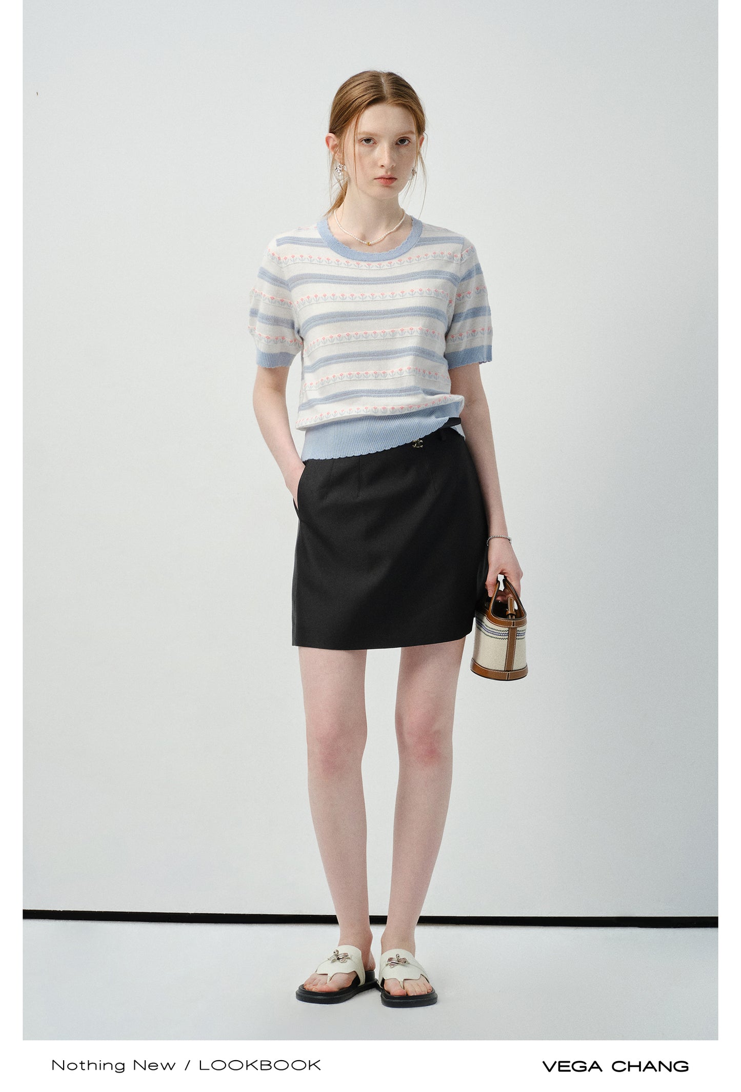 Scalloped Edge Floral Jacquard Knit Top