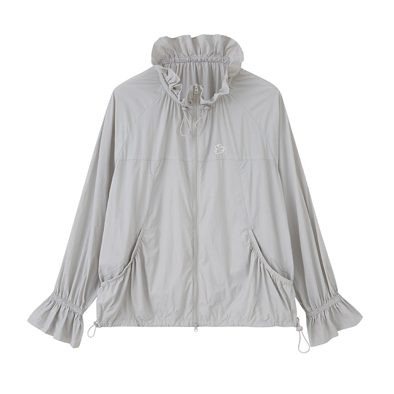 Lightweight Drawstring Jacket With Flare Cuffs