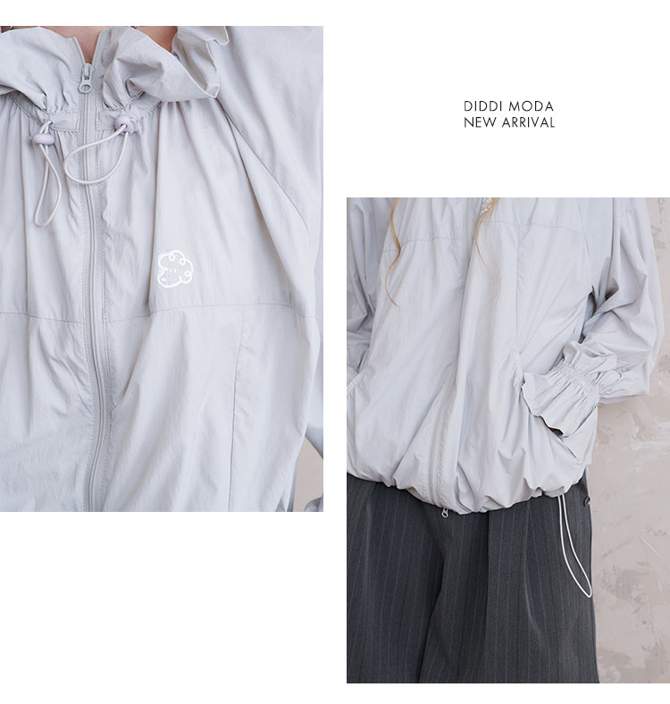 Lightweight Drawstring Jacket With Flare Cuffs