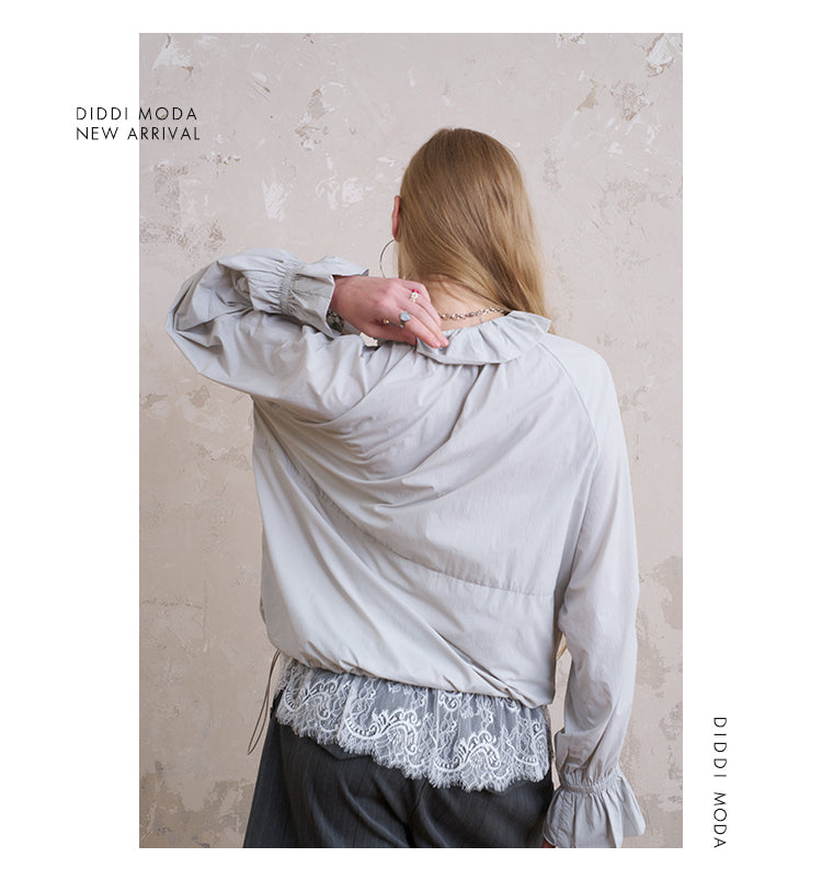Lightweight Drawstring Jacket With Flare Cuffs