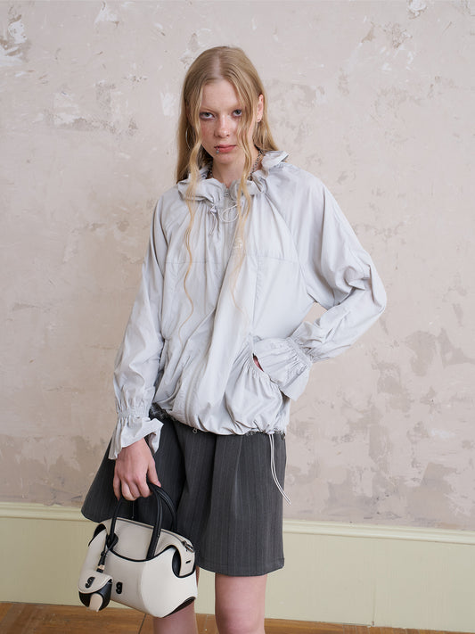 Lightweight Drawstring Jacket With Flare Cuffs