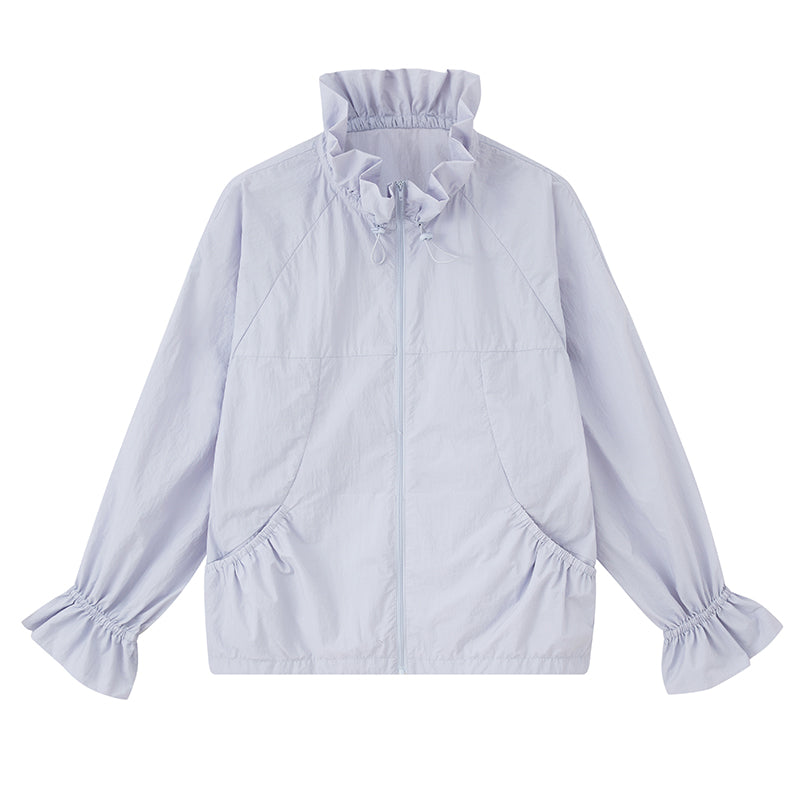 Lightweight Drawstring Jacket With Flare Cuffs