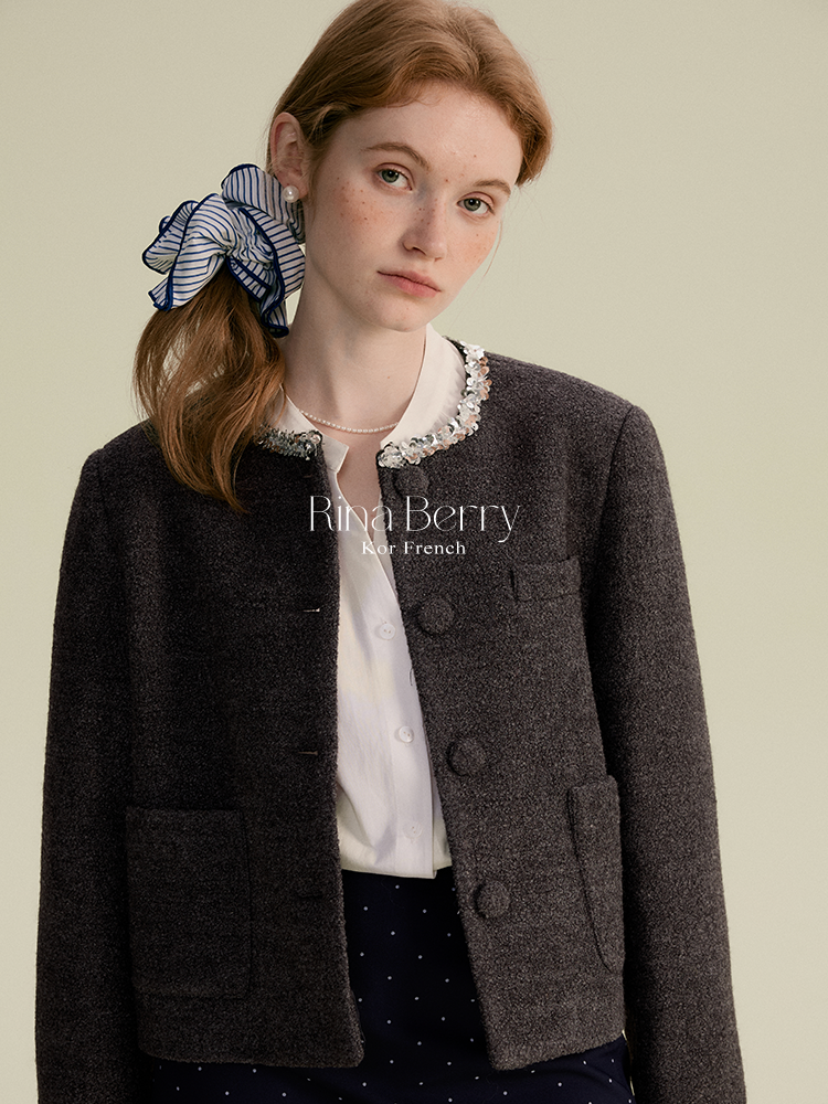 Monotone Tweed Short Jacket