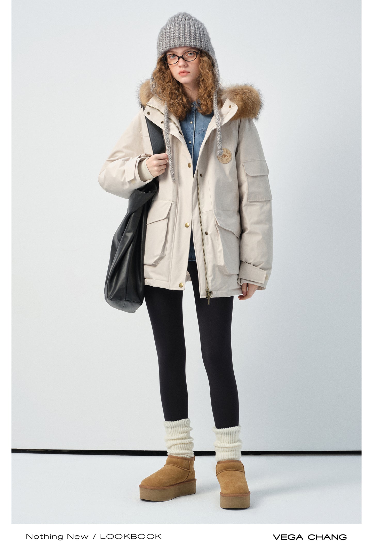Duck Down Hooded Jacket With Raccoon Fur Collar