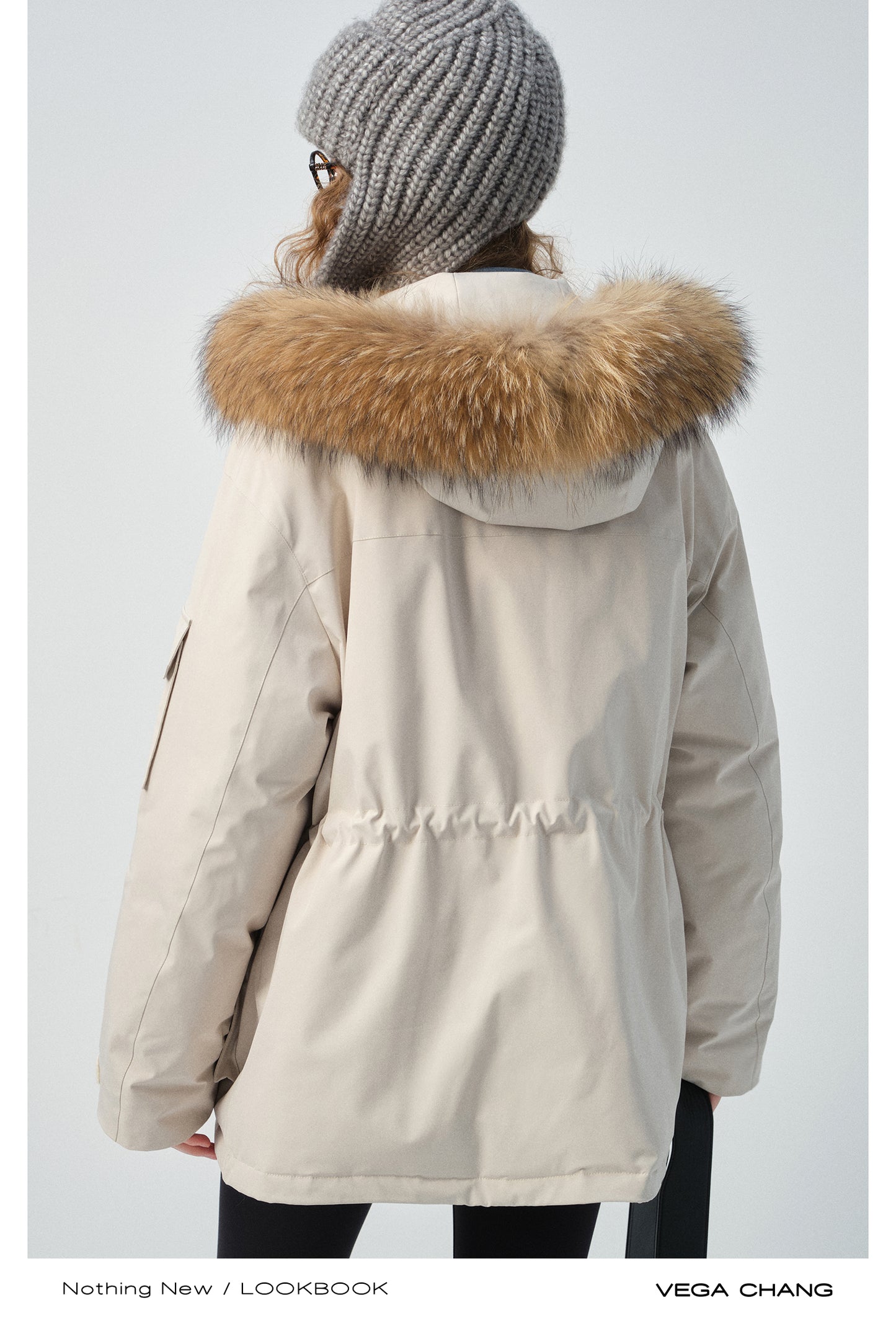 Duck Down Hooded Jacket With Raccoon Fur Collar