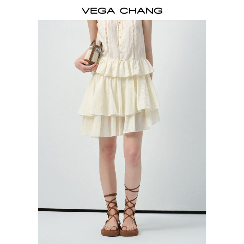 Lace-Up Sleeveless Top & Tiered Skirt