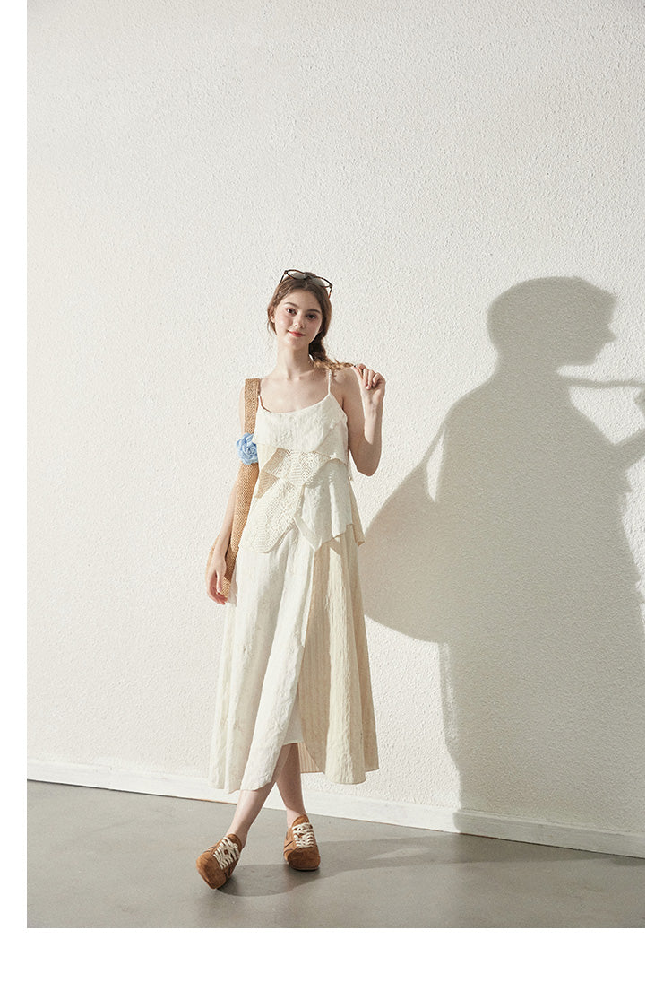 Asymmetrical Patchwork Dress With Layered Design