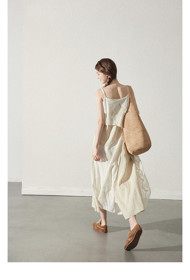 Asymmetrical Patchwork Dress With Layered Design