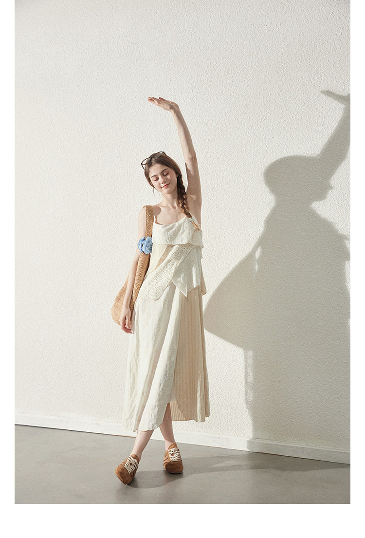 Asymmetrical Patchwork Dress With Layered Design