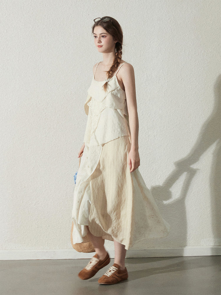 Asymmetrical Patchwork Dress With Layered Design