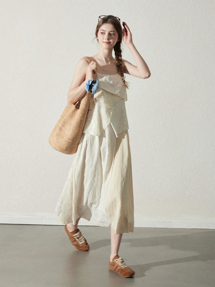 Asymmetrical Patchwork Dress With Layered Design