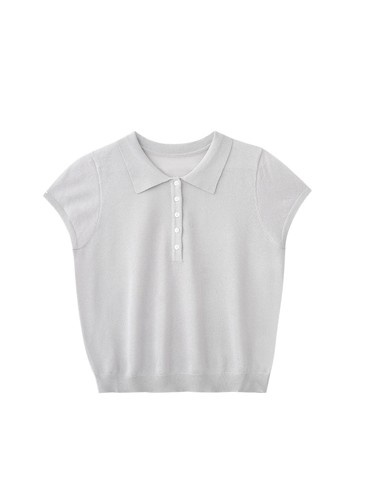 Clean-Cut Sheer Polo Knit