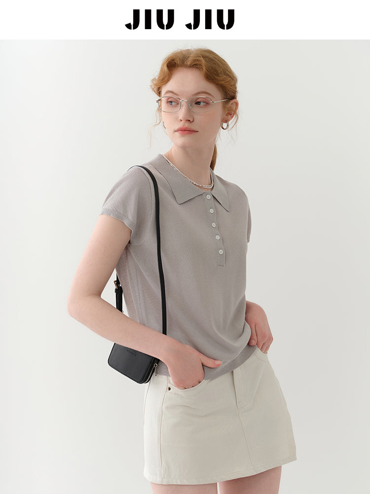 Clean-Cut Sheer Polo Knit