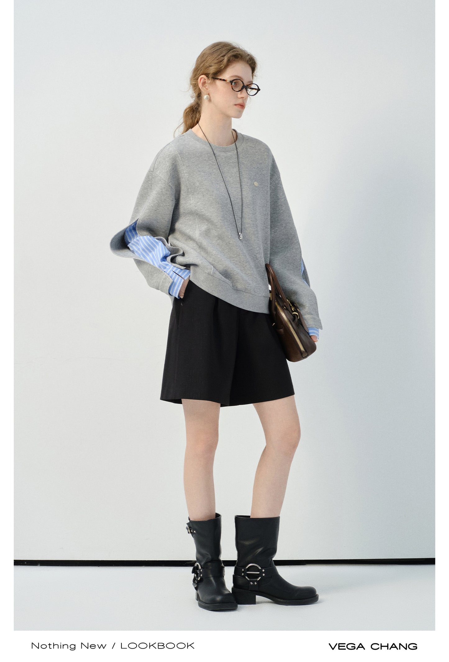 Sweatshirt With Striped Shirt Sleeves